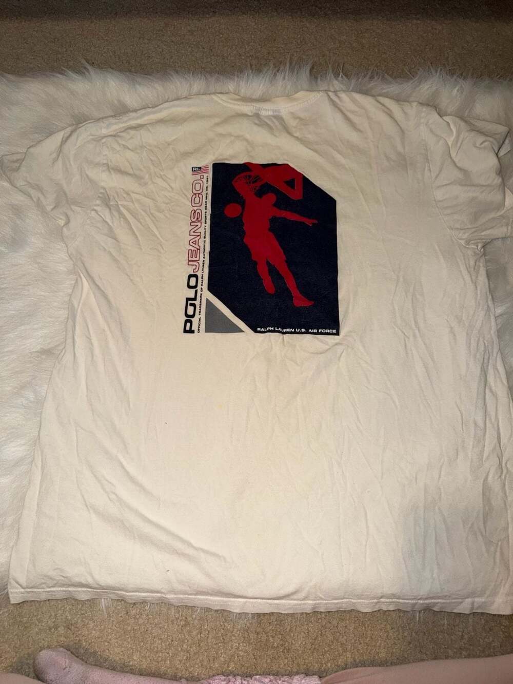 Vintage Polo Jeans Co. Ralph Lauren Basketball Graphic T-Shirt XL